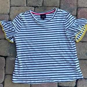 ⭐️5/$25 W5 Striped Tshirt with fringe detail